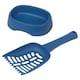 image 4 of Cat & Kitten Litter Tray with Scoop, Food & Water Bowl Set - Open Potty Pan | Black | 1