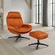 image 2 of Velvet Orange Brenna Swivel Armchair with Footstool