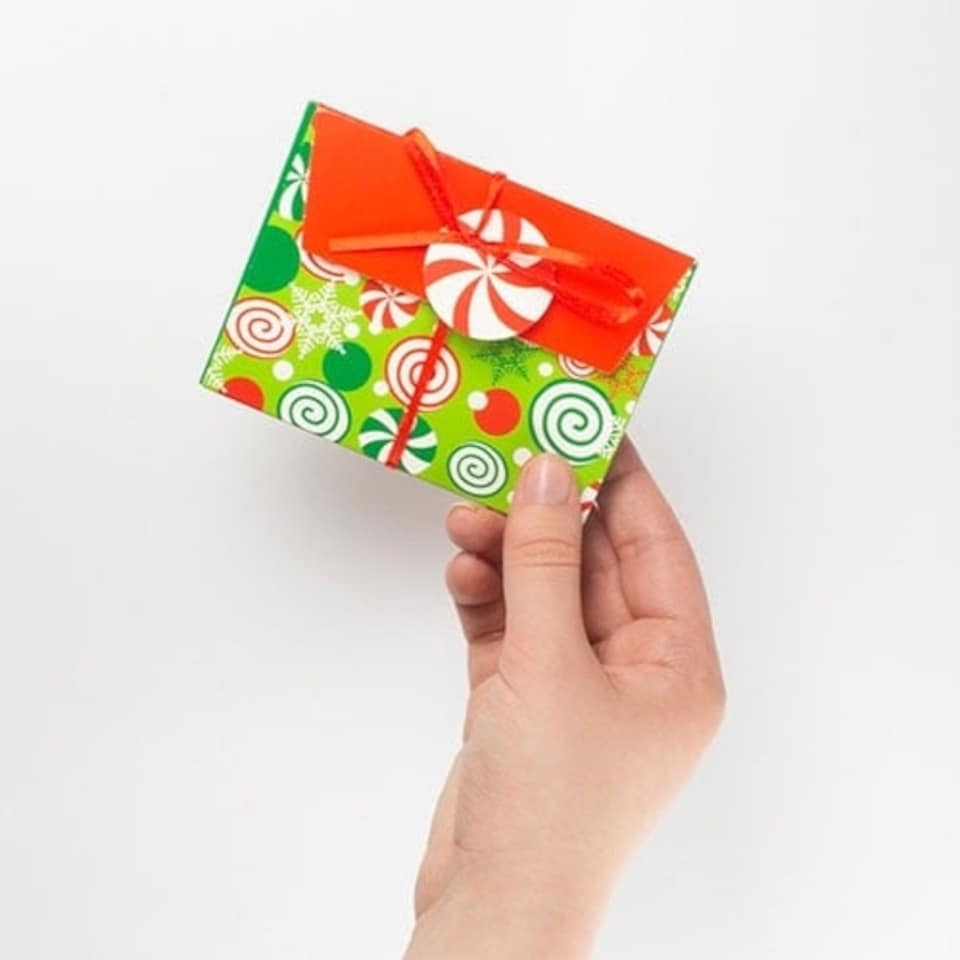 image 1 of Christmas Candy Stripe Envelope Gift Boxes - Pack of 4