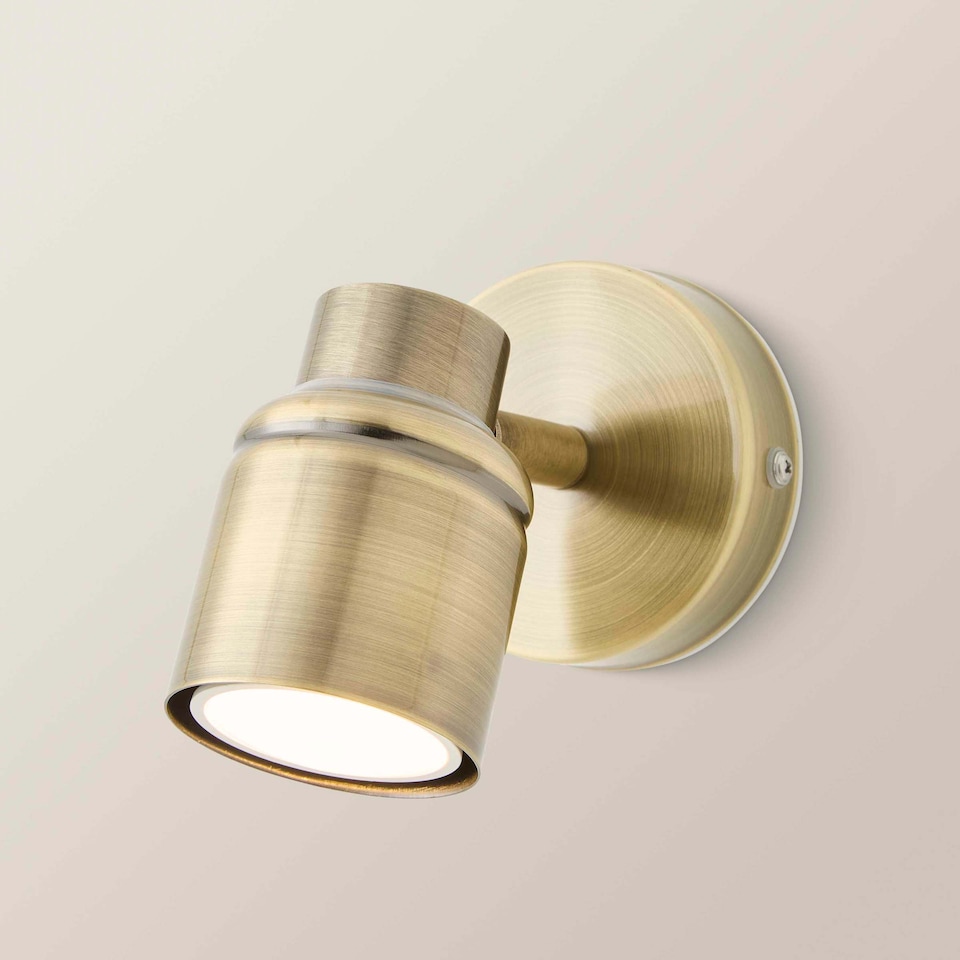 image 1 of ValueLights Benton Antique Brass IP44 Bathroom Adjustable Wall Light | Gold