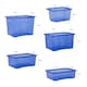 image 4 of Wham Crystal 5 x Multisize Stackable Plastic Storage Boxes with Lids Tint Spectrum Blue Blue