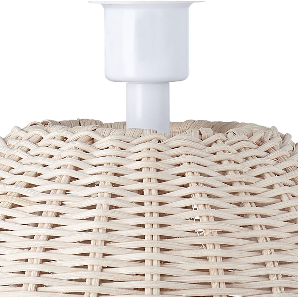 image 1 of Natural Light Brown Woven Rattan Table Lamp Base with White Cable and Switch | Brown | Brown | 1