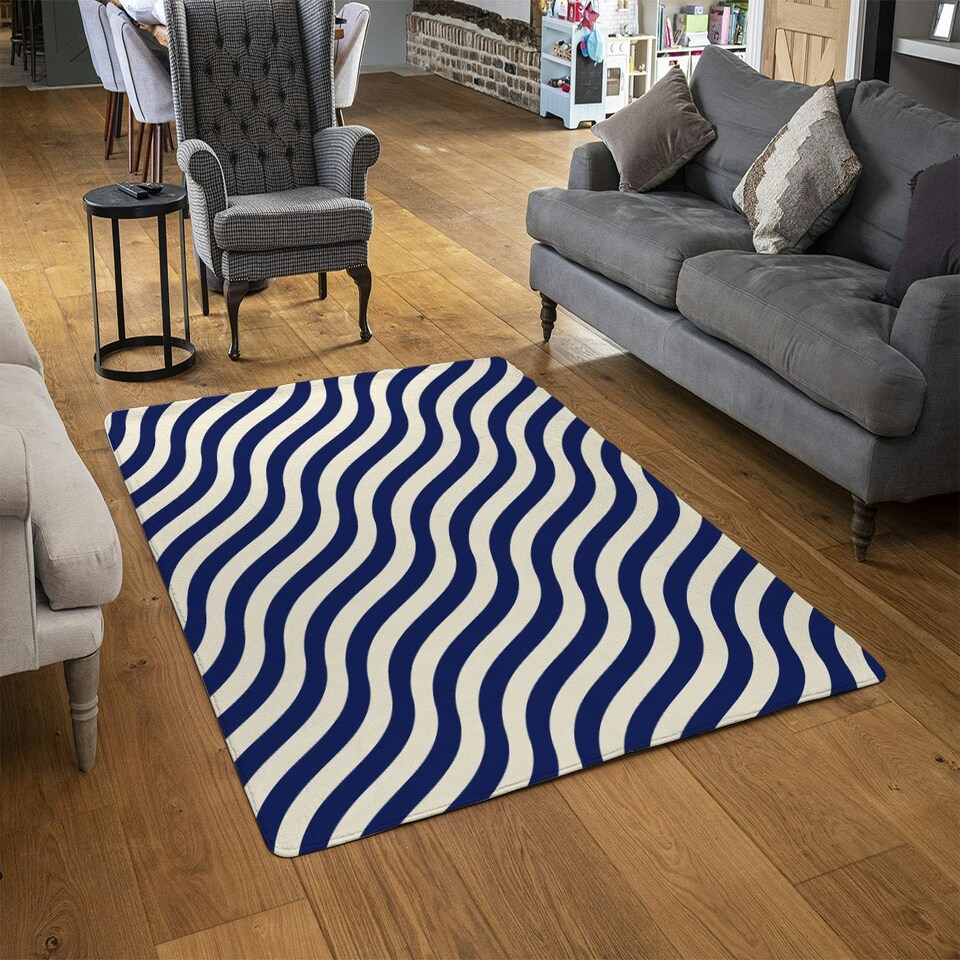 image 1 of Wavey Lines (Rug) Blue | XL: 160x230cm