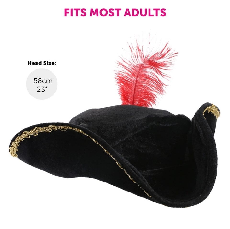 image 1 of Pirate Captain Costume With Hat & Hook | Red | XL