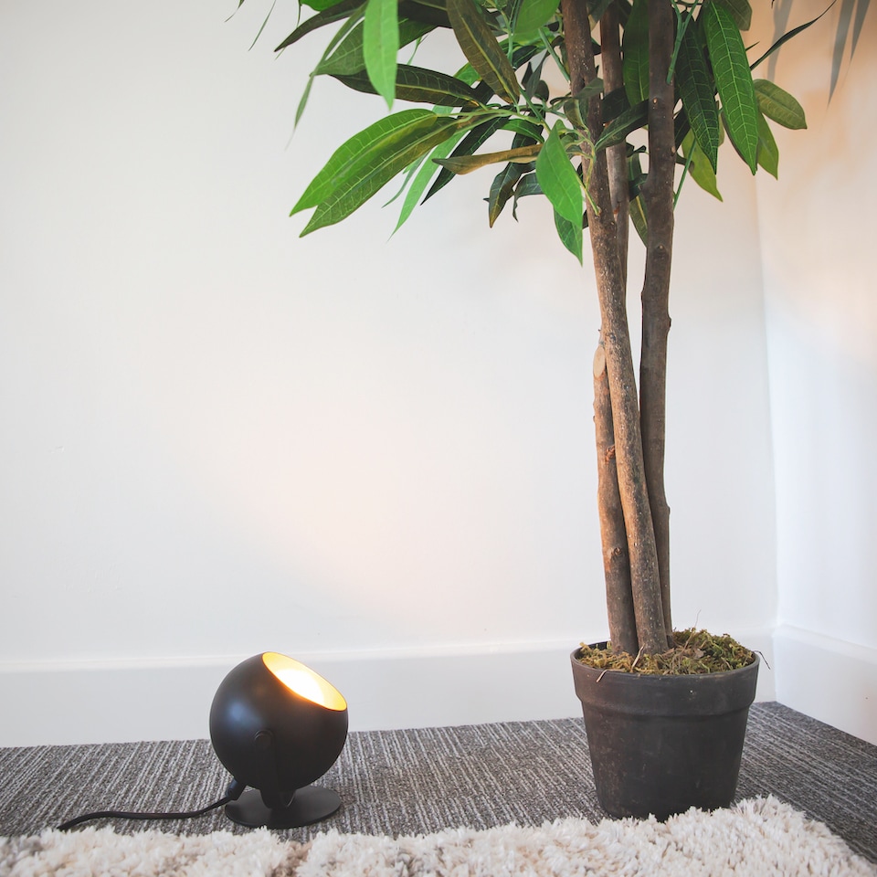 image 1 of Modern Adjustable Matt Black Projector LED Table-Floor Uplighter with Gold Inner | Black