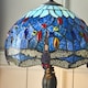 image 3 of Dragonfly 2 Light Small Table Lamp Dark Bronze, Blue, Tiffany Style Glass, E27