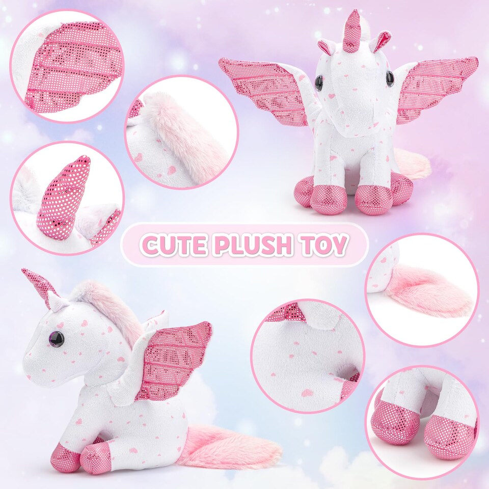 image 1 of 33‑in‑1 Unicorn Plush Toy Gift Set for Girls – Soft Cuddly Stuffed Animal with Diary, Stickers, Colouring Book & Accessories, Birthday Gift for Kids 3–10