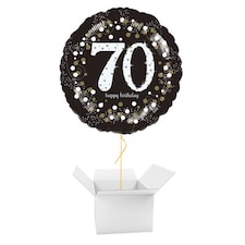 Sparkling Celebration 70th Birthday Round Foil Helium Balloon - Inflated Balloon in a Box