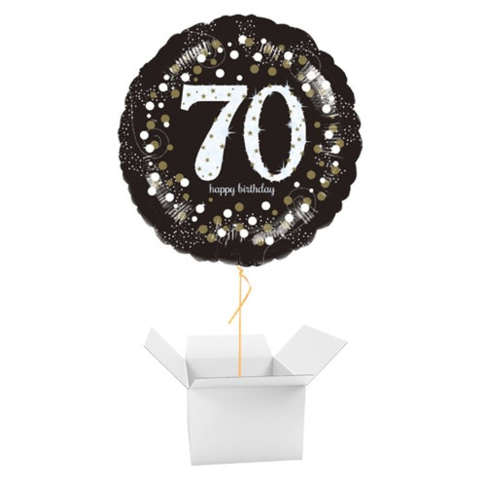 Sparkling Celebration 70th Birthday Round Foil Helium Balloon - Inflated Balloon in a Box