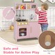 image 7 of COSTWAY Kids Kitchen Playset Pretend Play Kitchen Set with Sounds-Pink