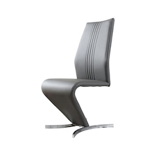 Furniturebox 2x Willow Elephant Grey Faux Leather Chrome 'Z' Dining Chairs