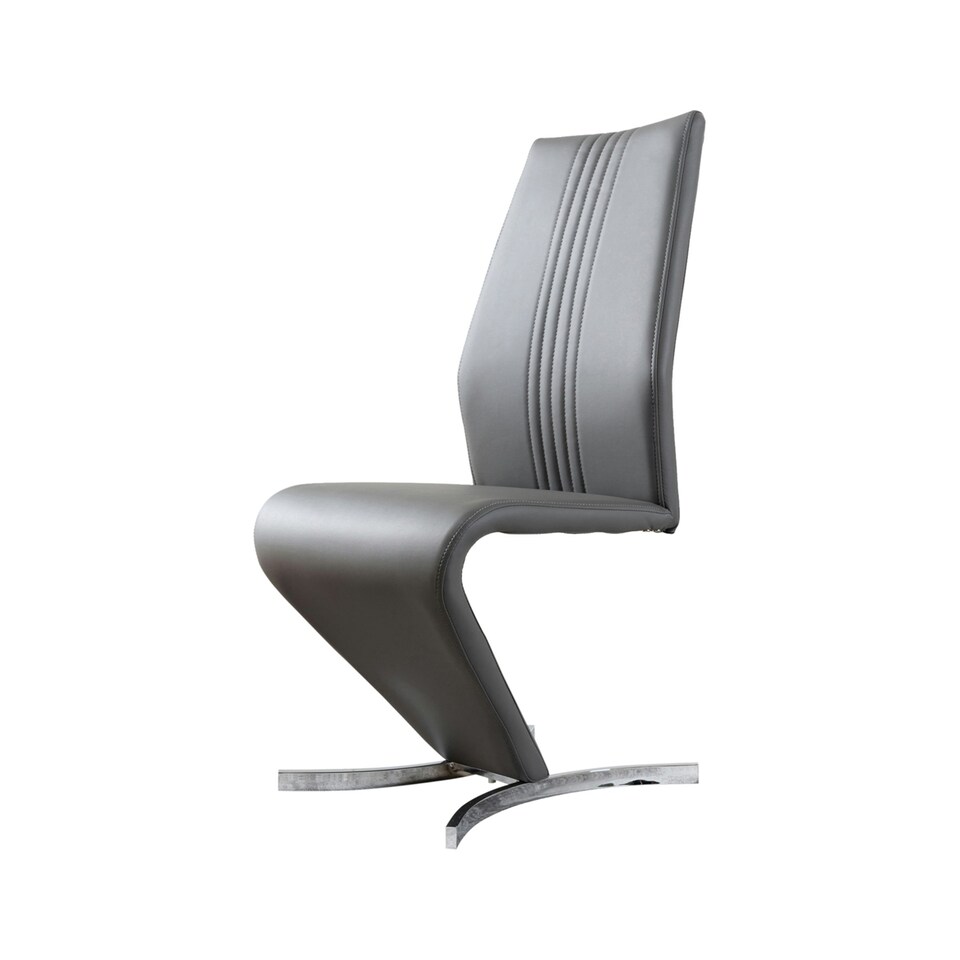 image 1 of Furniturebox 2x Willow Elephant Grey Faux Leather Chrome 'Z' Dining Chairs