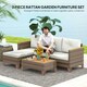 image 3 of Outsunny L Shaped Garden Conversation Chaise Lounge Furniture, Cream