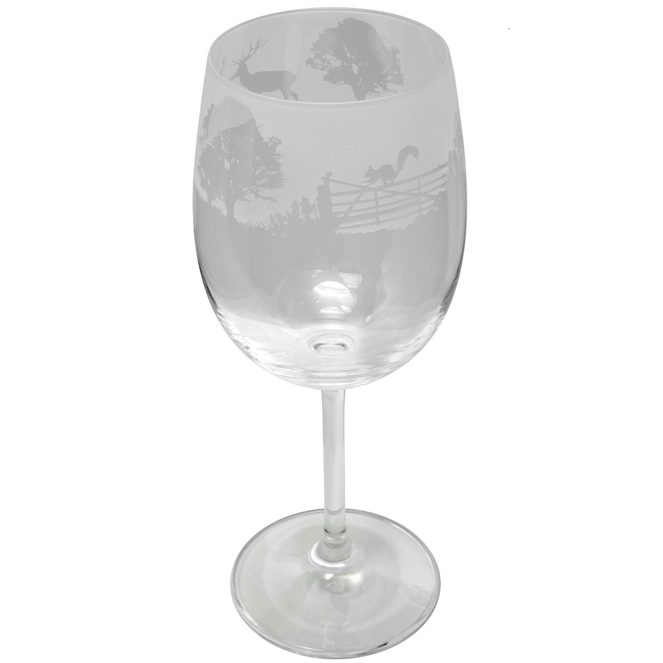 Animo Glass Etched Wine Glass Woodland