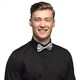 image 1 of Silver Glitter Bow Tie with Black Elastic Strap Fancy Dress