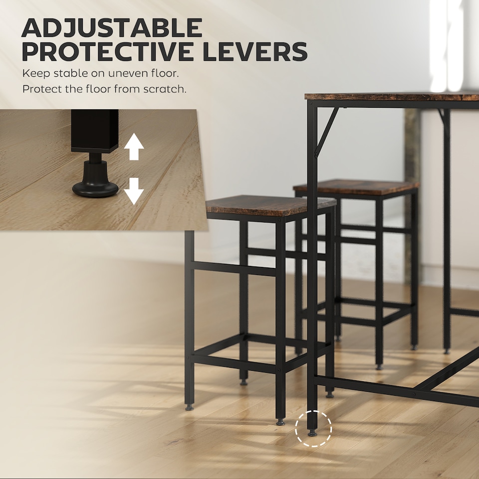 image 1 of HOMCOM Industrial Rectangular Dining Table Set with 4 Stools for Dining Room