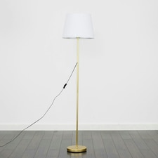 ValueLights Charlie Gold Floor Lamp White Taper Shade & Bulb 