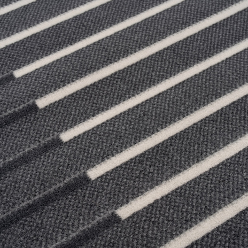 image 1 of kukoon 3ft - 39ft Grey Striped Stair Carpet Long Hallway Runner Rug 60cm x 823cm