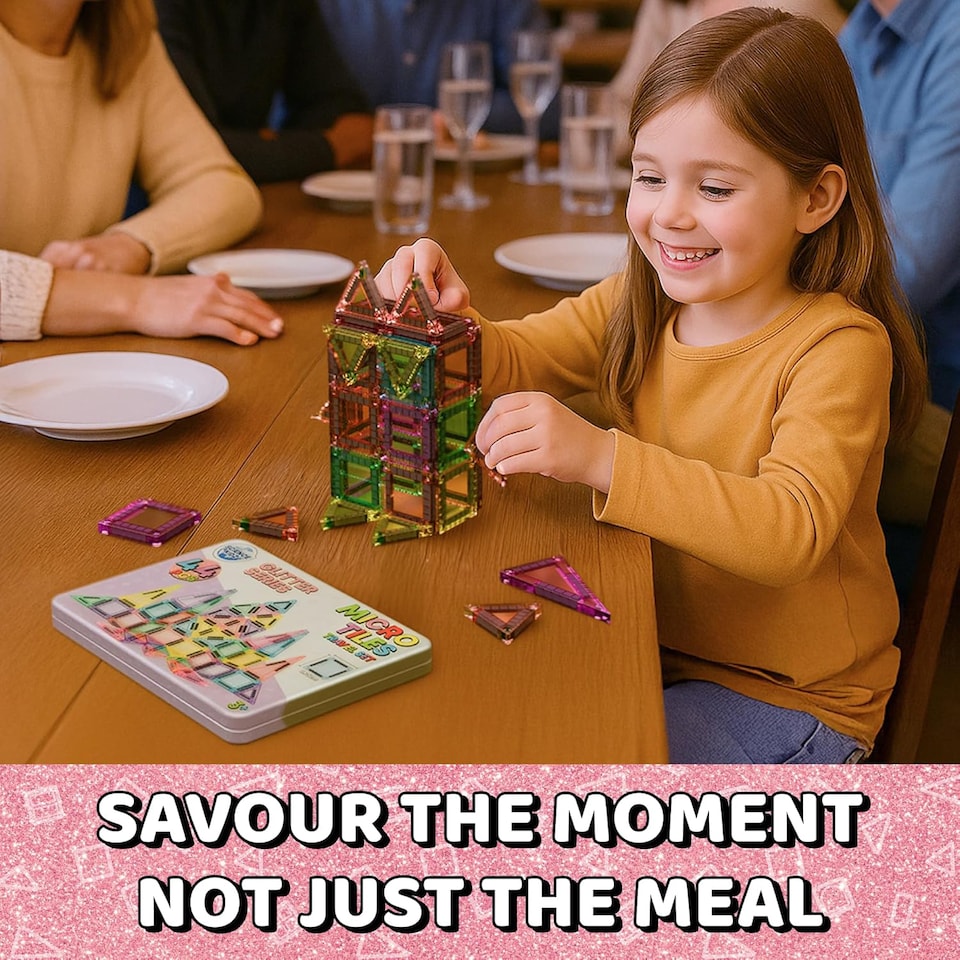 image 1 of Science Kidz 44-Piece Glitter Series Mini Magnetic Tiles Travel Set