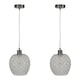 image 1 of Set of 2 Baine - Clear Textured Glass with Satin Nickel Pendant Fittings | Clear | Clear | 2