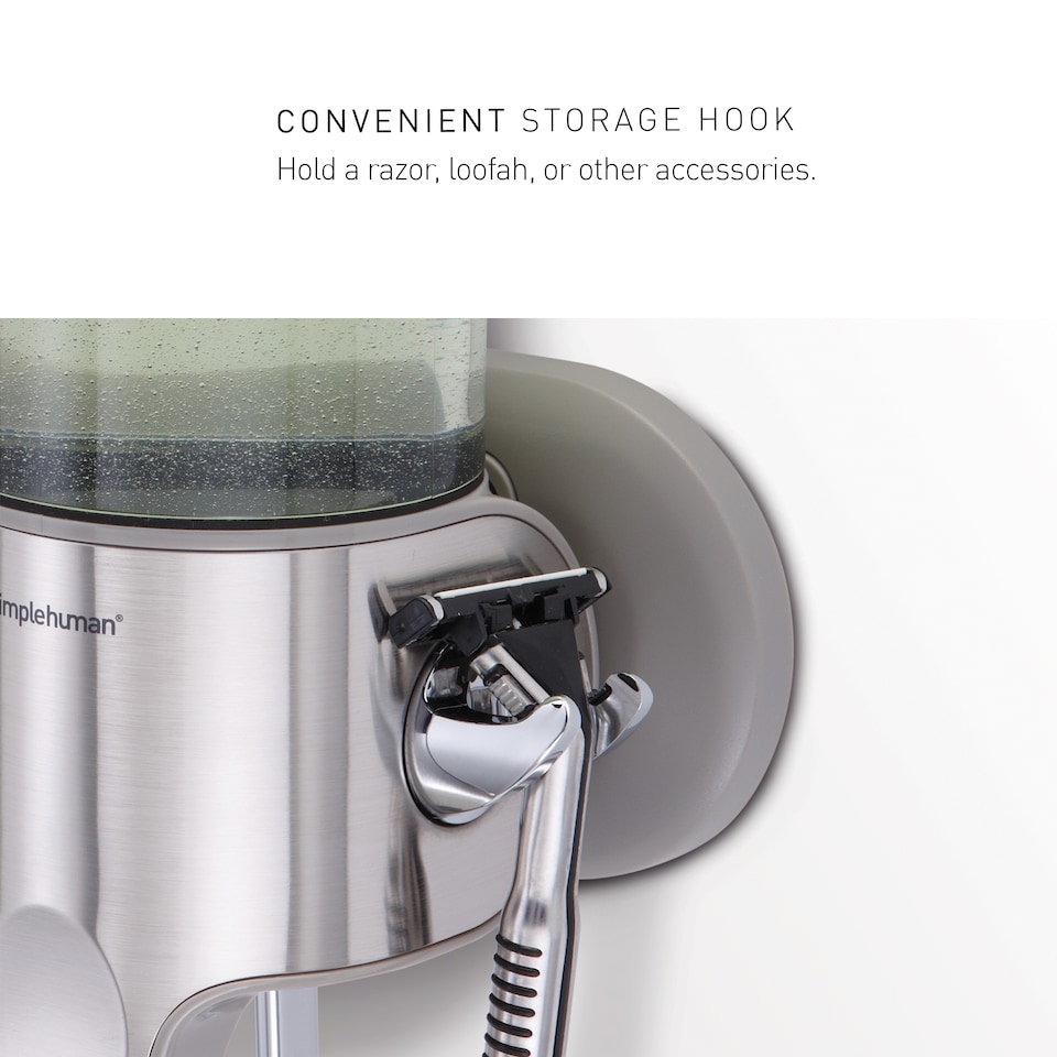 image 1 of Simplehuman 444ml Single Wall Mounted Soap Dispenser Pump for Shampoo, Conditioner, Shower Gel, Bathrooms, Brushed Stainless Steel