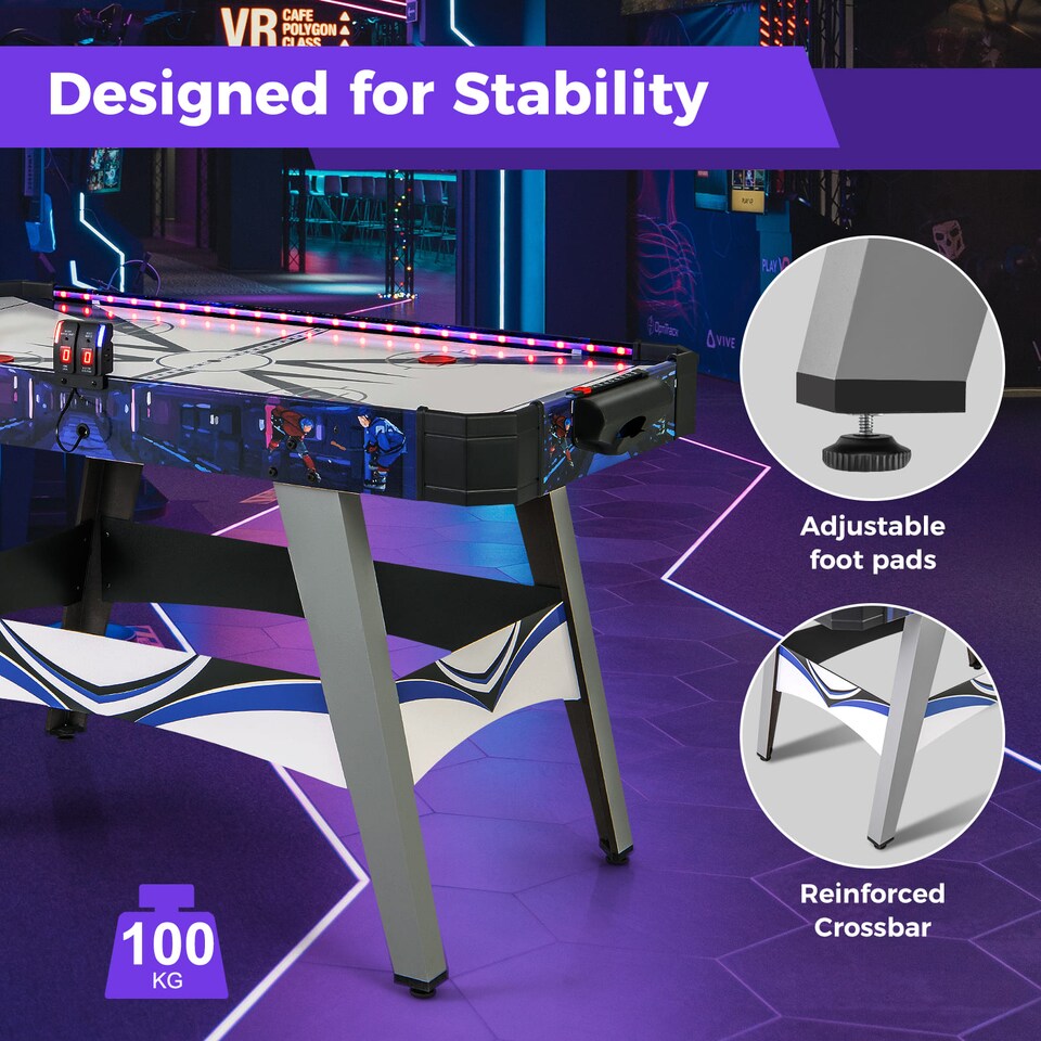 image 1 of COSTWAY Air Hockey Game Table Powered Hockey Game Table w/ 2 Pushers