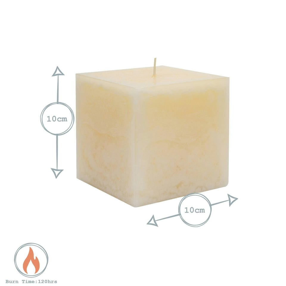 image 1 of Nicola Spring Square Vanilla Pillar Candles - 120 Hours - Cream - Pack of 3