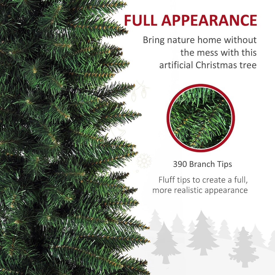 image 1 of HOMCOM 7FT Tall Christmas Pine Tree Artificial Easy Assembly Holiday Décor