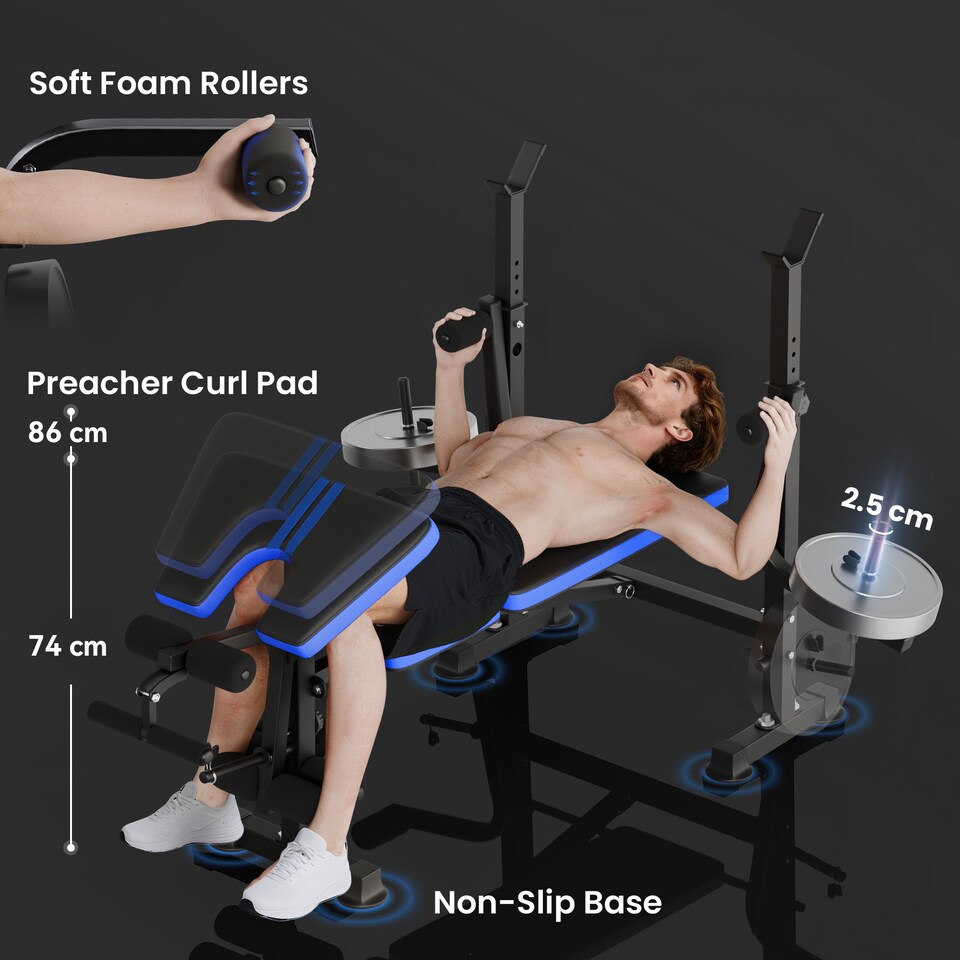 image 1 of HOMCOM Multi-Function Adjustable Weight Training Bench Gym Fitness Lifting