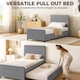 image 3 of HOMCOM 90 x 190 cm Upholstered Single Bed, Pull Out Trundle Bed