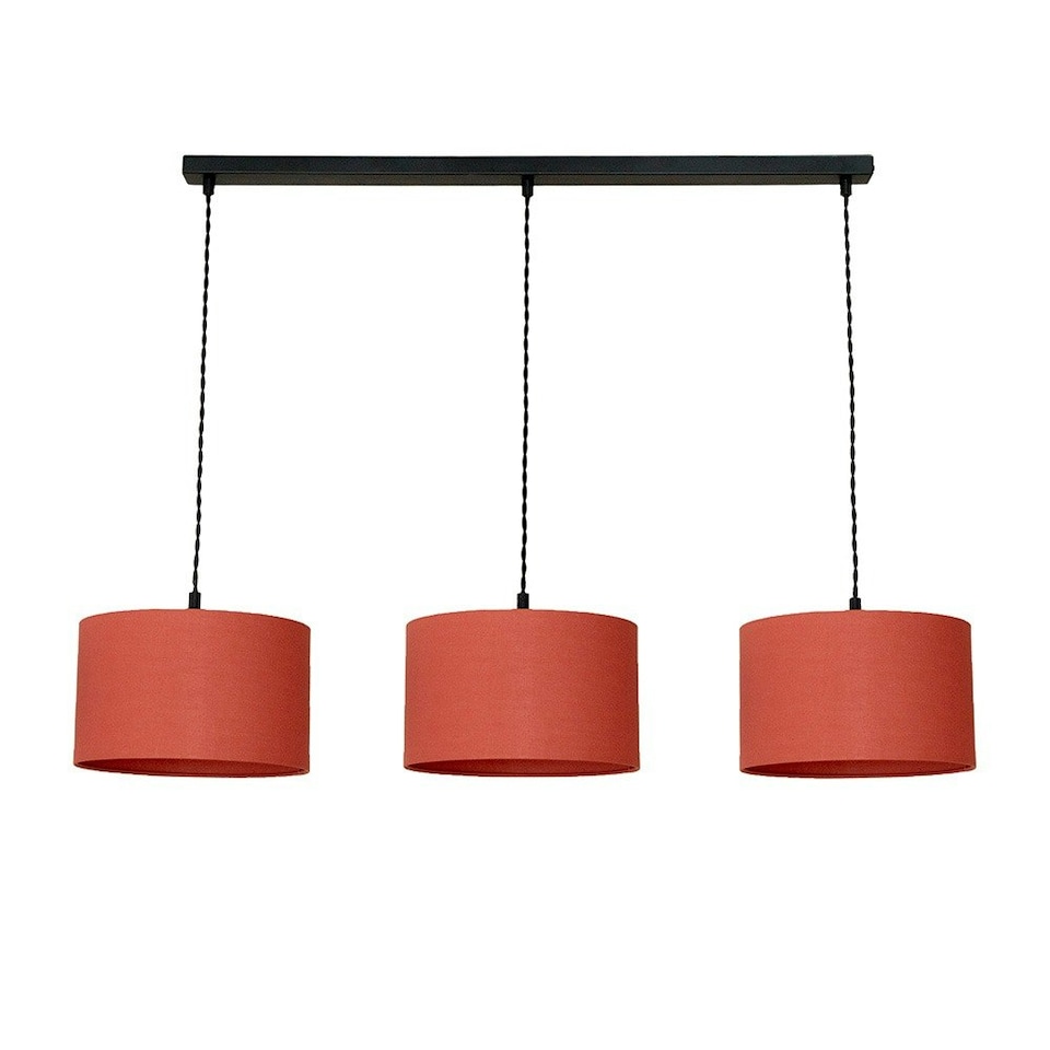 image 1 of ValueLights Reni Rust Drum Shade 3 Drop Bar Matte Black Diner Ceiling Light with LED Bulbs Black