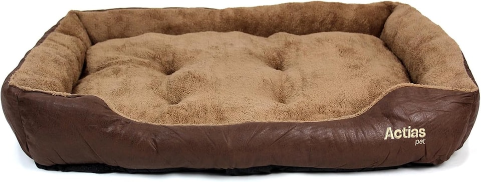 image 1 of Actiaspet Deluxe Faux Leather Dog Bed with Anti-Slip Bottom (XX-Large)