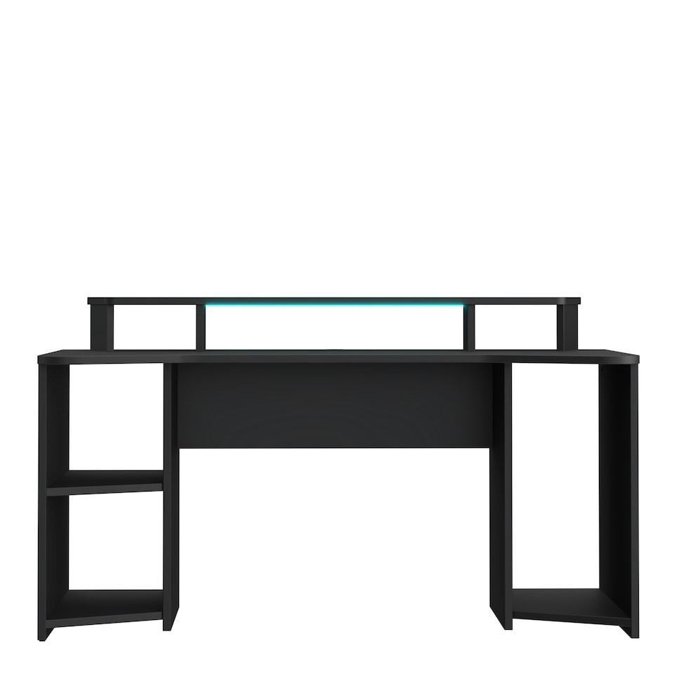 image 1 of Tezaur Curved Black Gaming Desk with Colour Changing LED