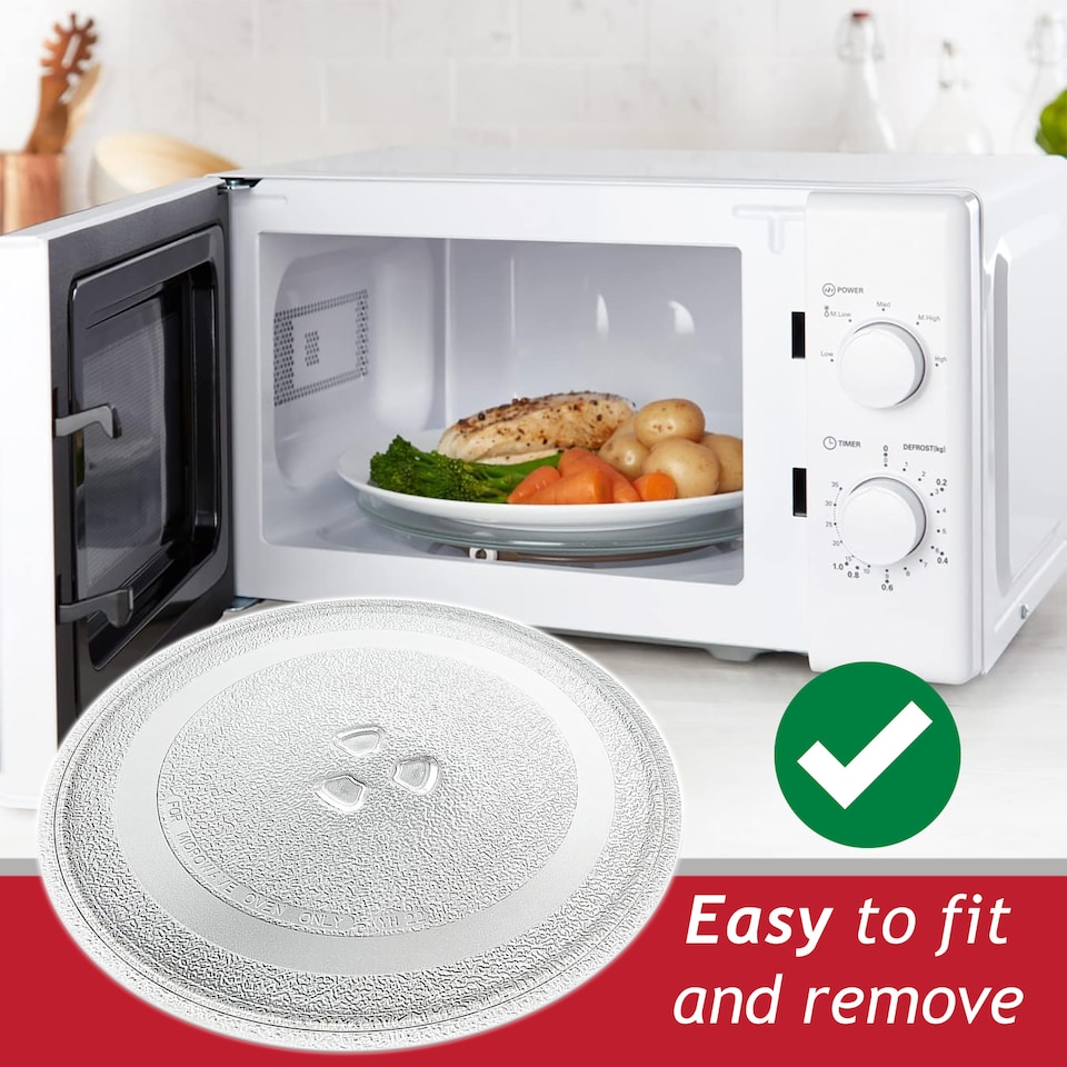 image 1 of SPARES2GO Glass Turntable Plate for Russell Hobbs Microwave Y Type Glass Dish Tray (9.65" / 24.5cm / 245mm)