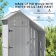 image 5 of Outsunny Fir Garden Storage Shed With Shelves Log Rack, For Garden Tools | Grey | Grey and Black