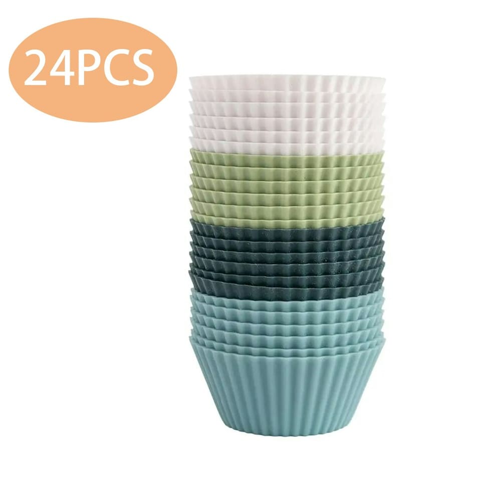 image 1 of Living and Home 24 Pcs Multicolor Reusable Silicone Muffin Baking Cups | Multi