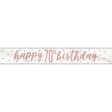 Rose Gold Glitz Happy 70th Birthday Holographic Foil Banner 274cm