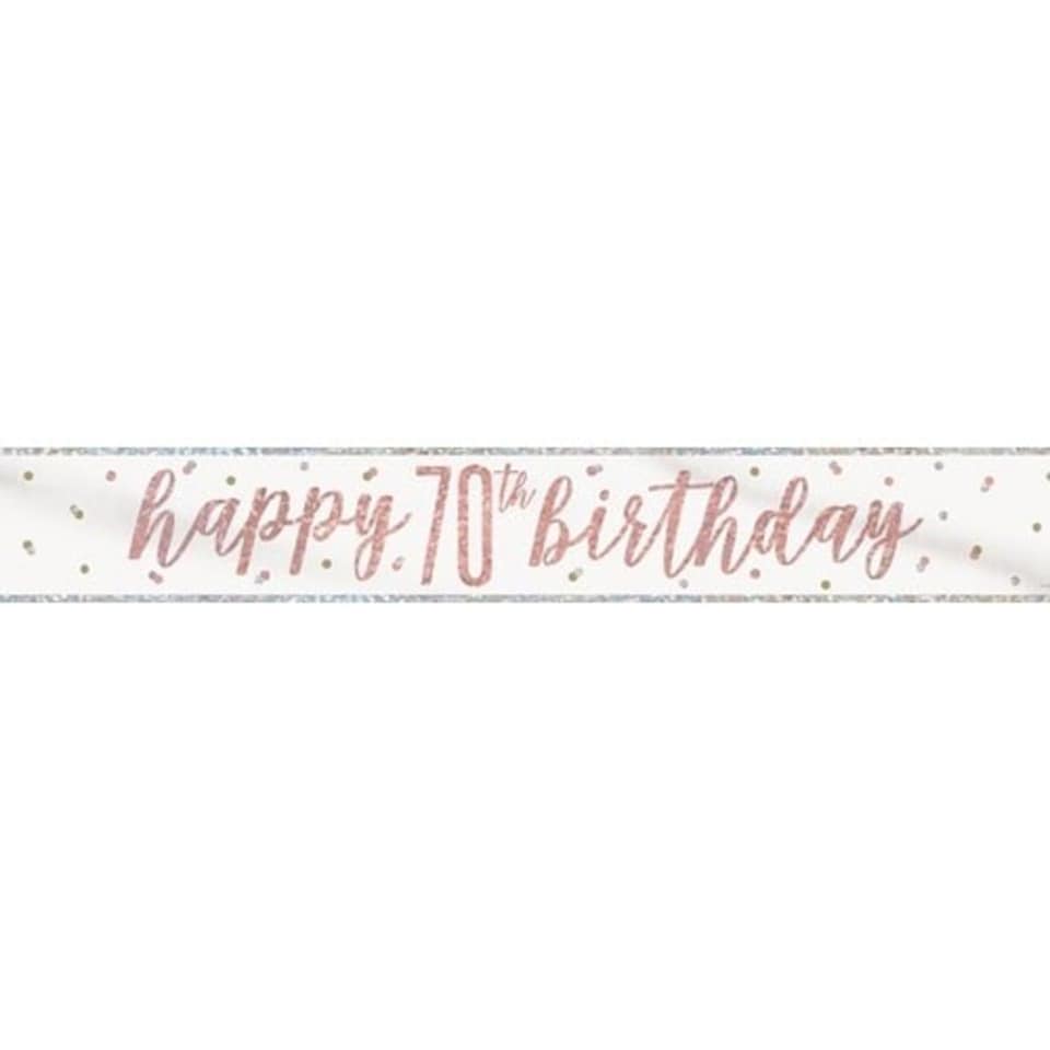 image 1 of Rose Gold Glitz Happy 70th Birthday Holographic Foil Banner 274cm