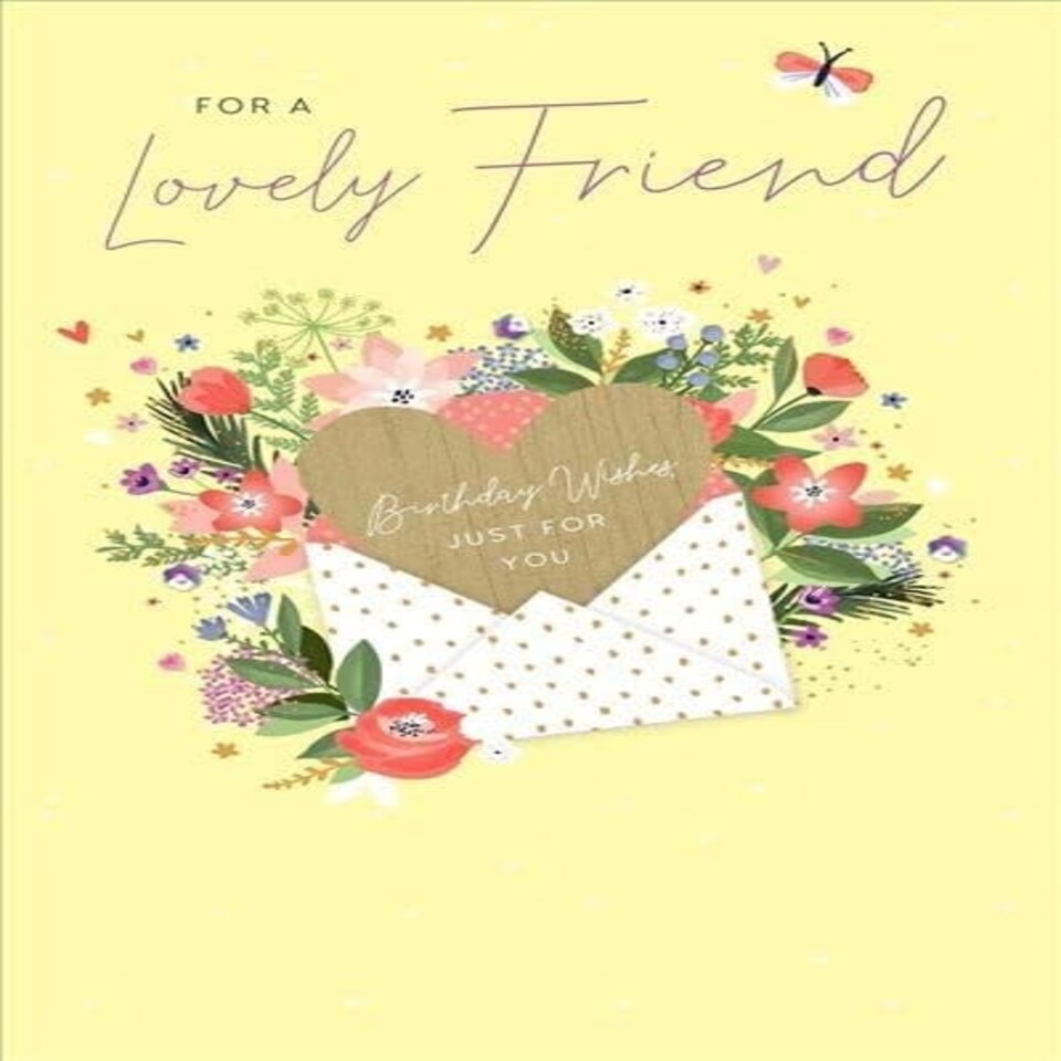 image 1 of Artistic Female Floral Illustration 'Lovely Friend' Birthday Wishes Card