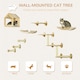 image 2 of PawHut Cat Wall Furniture Condo Perches Scratch Posts Steps 8 Piece Beige