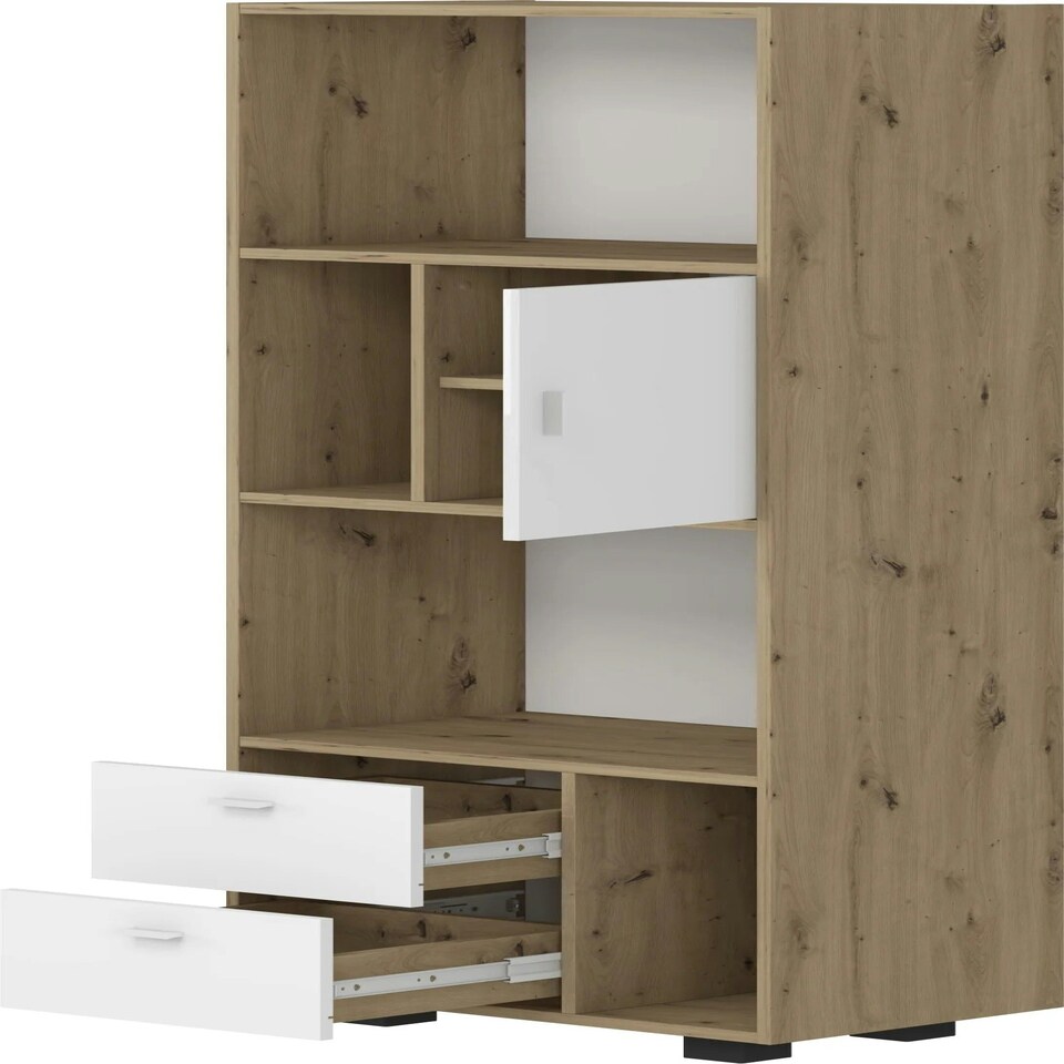 image 1 of Bookcase Kurt White - Artizan Oak (2 boxes) White