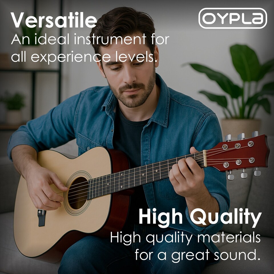 image 1 of 39 Inch Full Size 6 String Steel Strung Acoustic Guitar | Brown