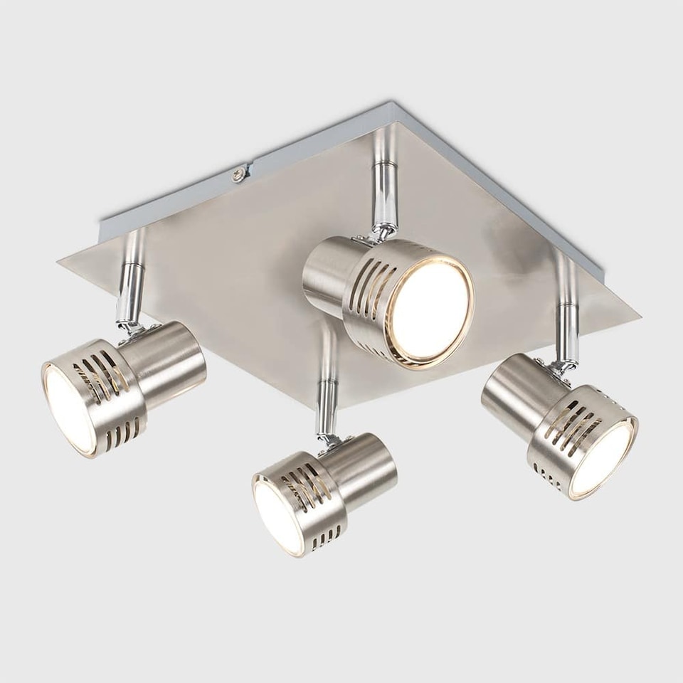 image 1 of ValueLights Touch Square Brushed Silver Spotlight and Cool White Bulb