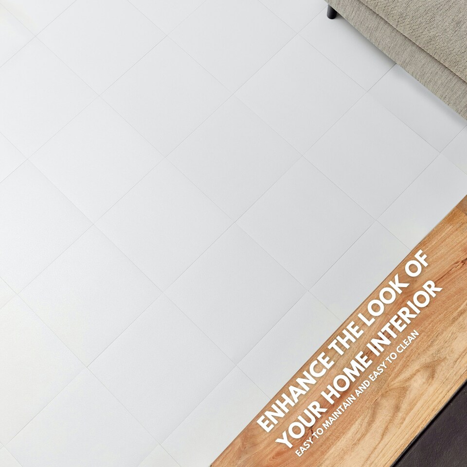 image 1 of NOVECRAFTO Vinyl Floor Tile – Self Adhesive 12x12 in – White Checkerboard – Peel & Stick for Kitchen, Bathroom & Living Room – Waterproof & Easy DIY White | 5.57 sqm