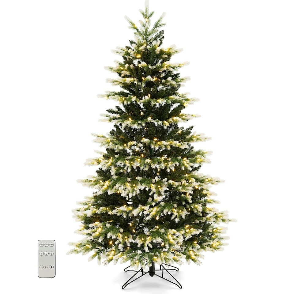 image 1 of COSTWAY 6FT Pre-Lit Artificial Christmas Tree with 350 LED Lights | Green | 6ft