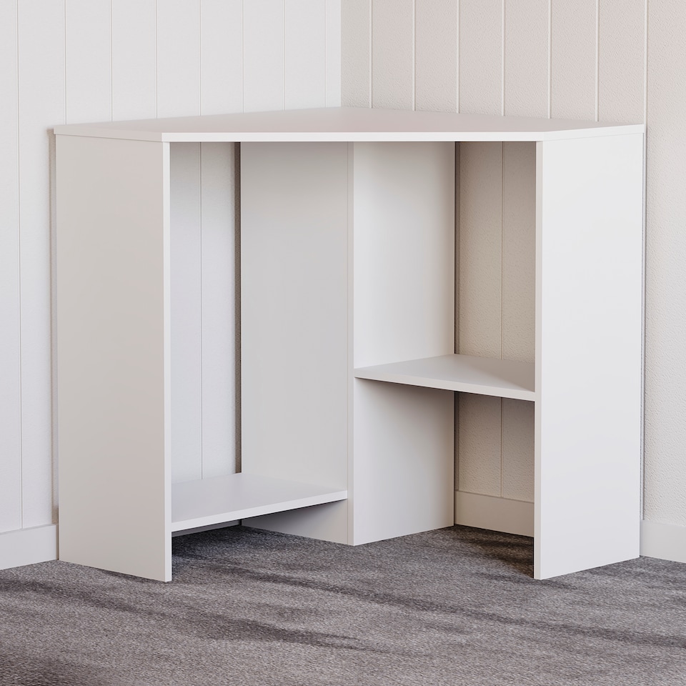 image 1 of Vida Designs Hetton Corner Computer Desk 2 Shelf Home Office Workstation, White