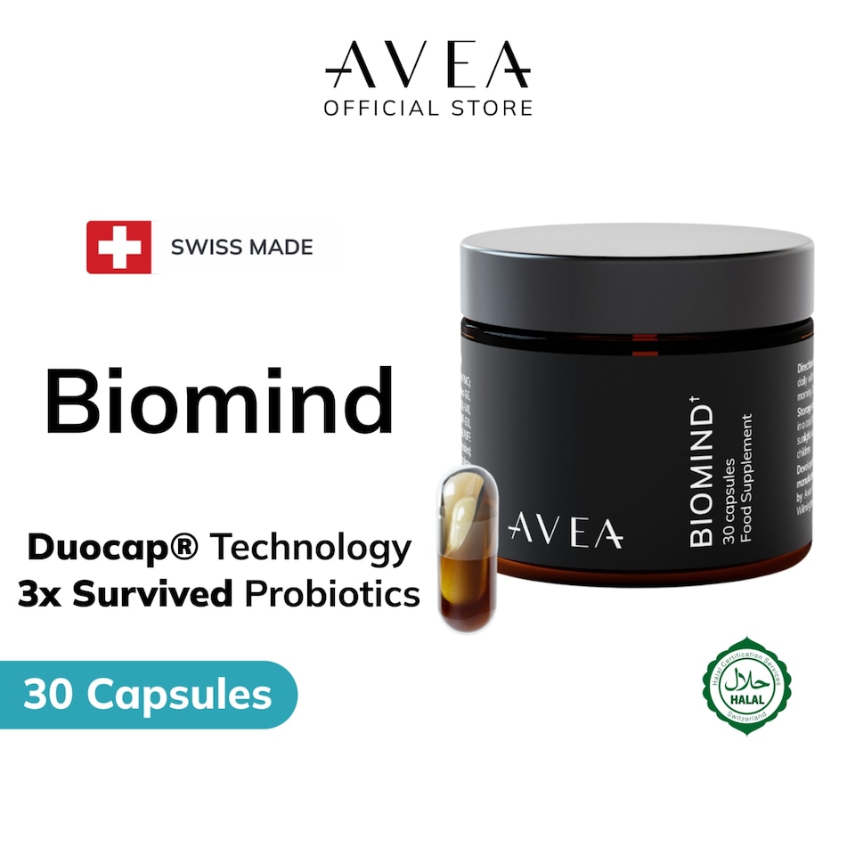 image 1 of AVEA Biomind Probiotic & Brain Health Supplement (30 Capsules) - 30 Billion CFU Probiotic Supplement With Vitamin B12, Panax Ginseng & Vitamin B6 - Targets Brain Fog & Gut Health - Vegan Friendly