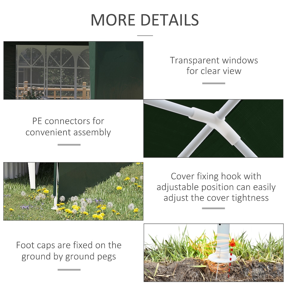 image 1 of Outsunny 6m x 3m Garden Gazebo Marquee Canopy Party Tent Canopy Patio Green