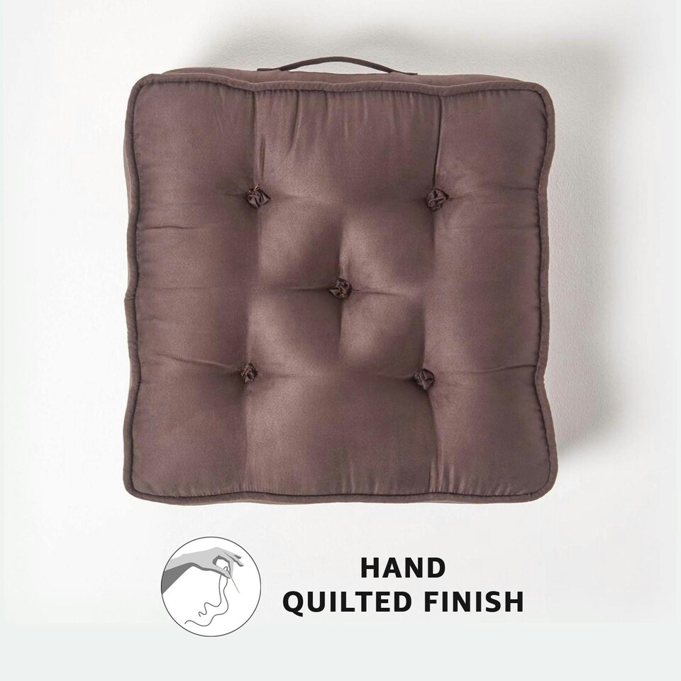 image 1 of Homescapes Chocolate Brown Faux Suede Armchair Booster Cushion | Brown