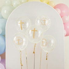 Cross Confetti 12" Latex Balloon - Pack of 5